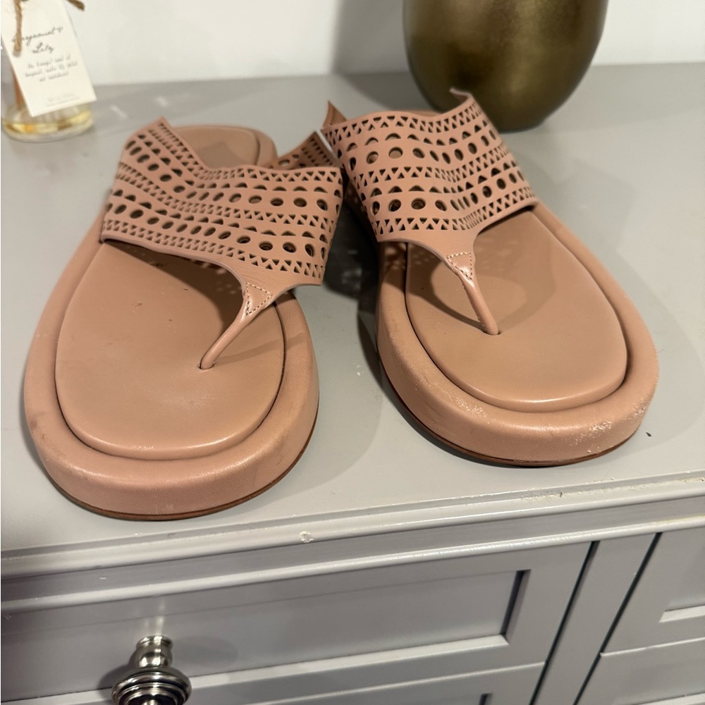 Alaia Chic Nude Brown Sandals with Intricate Cut-Out Design